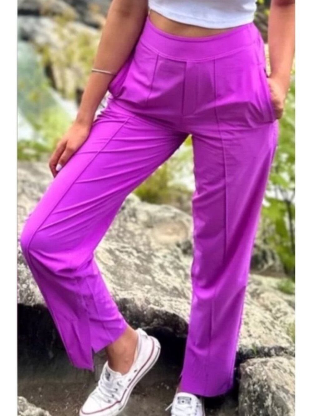 NEW Athleta Vienna Slim Pull-On High-Rise Pants Lightweight Purple Casual 4
